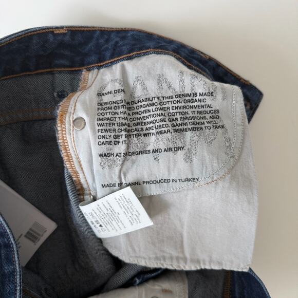 GANNI Jeans Womens 26 Betzy Slim Flare Dark Wash Blue Stone Minimalist Staple - Picture 12 of 16